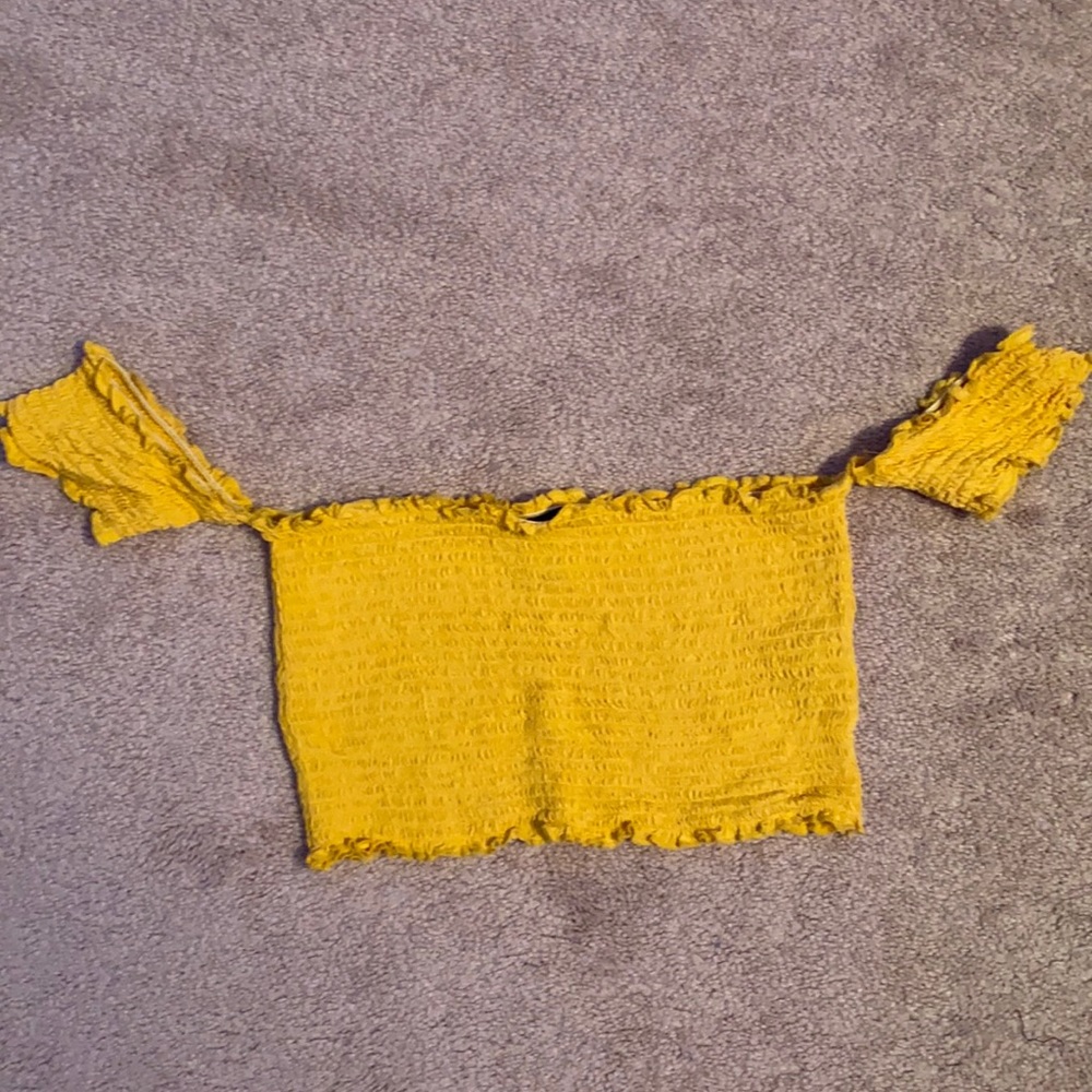 Yellow off the shoulder crop top